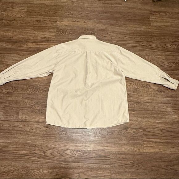 Bruno Sueded Microfiber Long Sleeve Button-Up Shirt Cream Beige Size XL - Picture 11 of 11